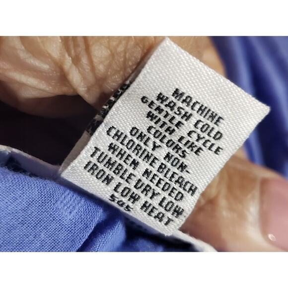 Calvin Klein Womens Blue Solid 100% Cotton Scoop Neck Long Sleeve Top Blouse S - Picture 8 of 11